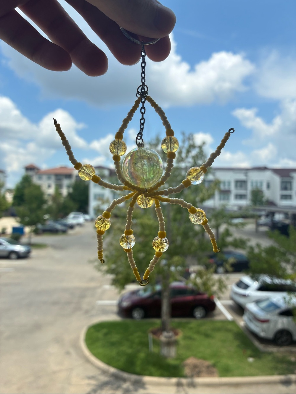 Handmade Yellow Beaded Keychain